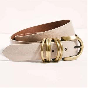 NWT free people rori leather belt in cream, size XS/S